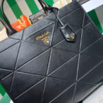 Prada Large Leather Prada Symbole Bag With Topstitching 1BA377 Black